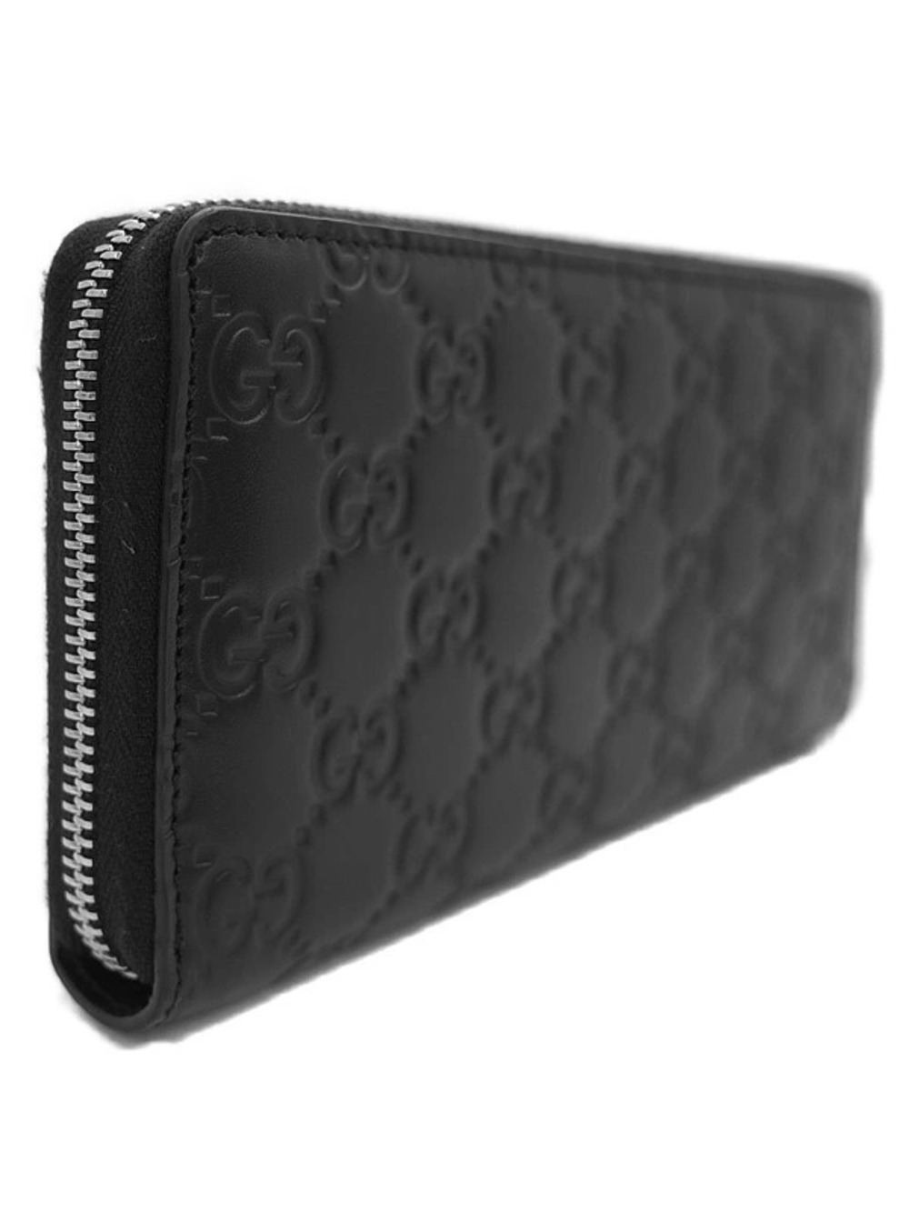 Gucci Round Around Leather Signature Zipper Wallet Long Zip Black